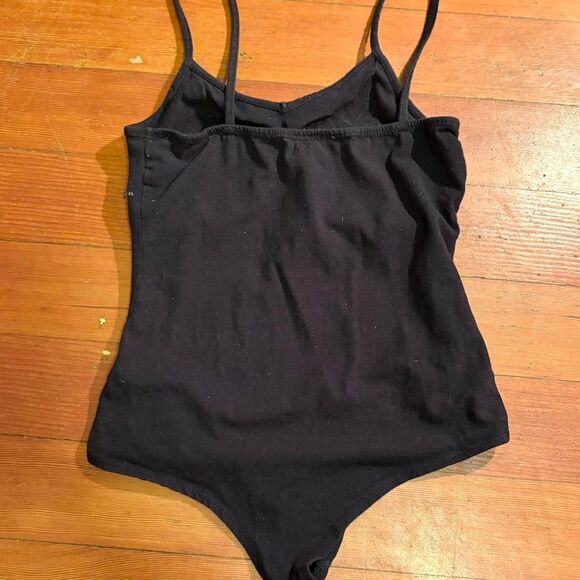 Women's Vintage Black and Floral Bodysuit - Picture 2 of 4